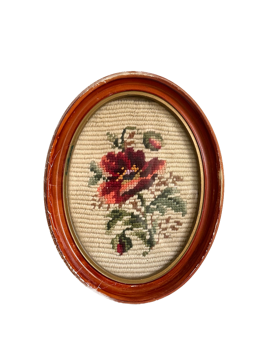 Vintage Floral Framed Needlepoint