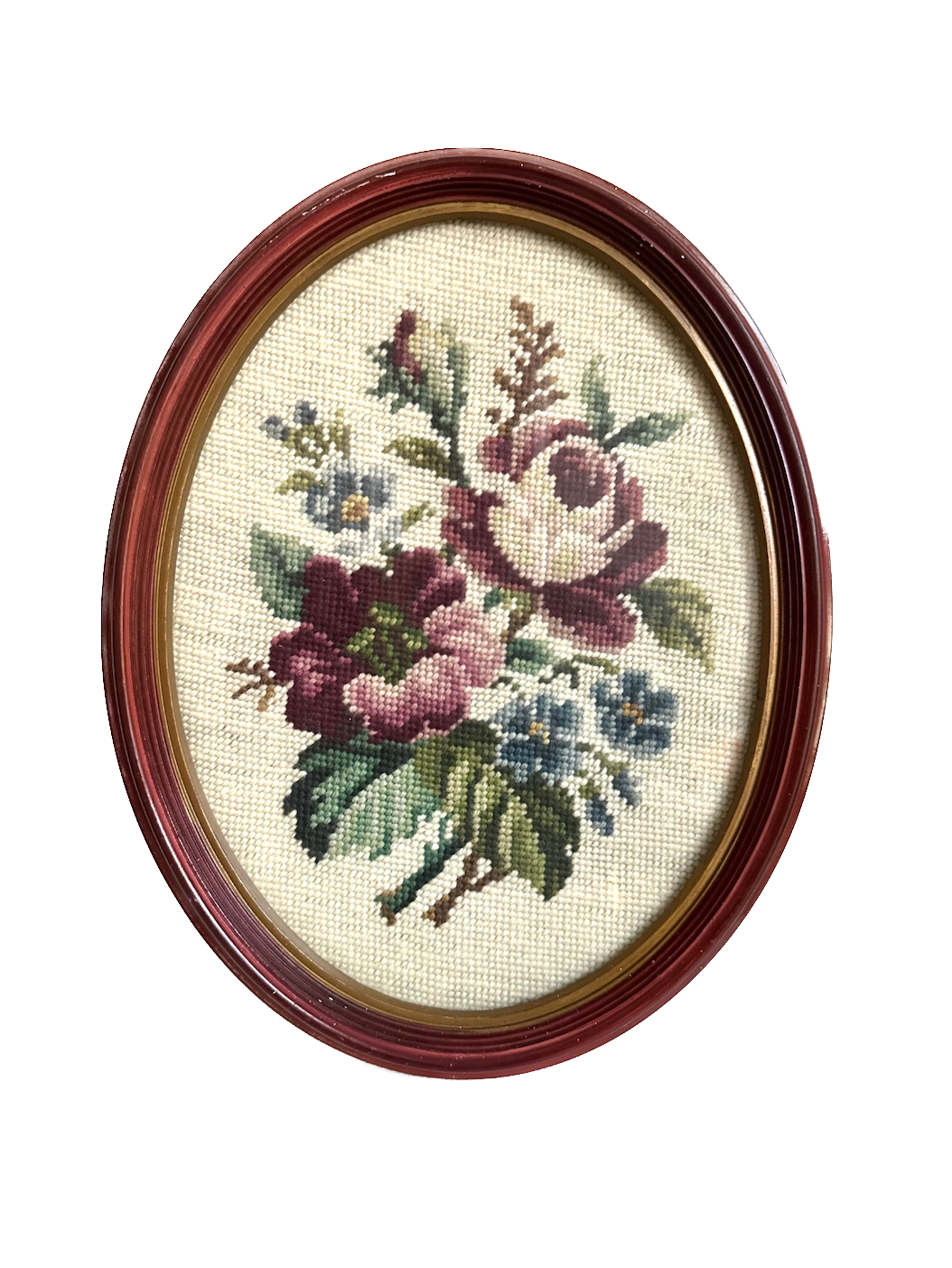 Vintage Floral Framed Needlepoint