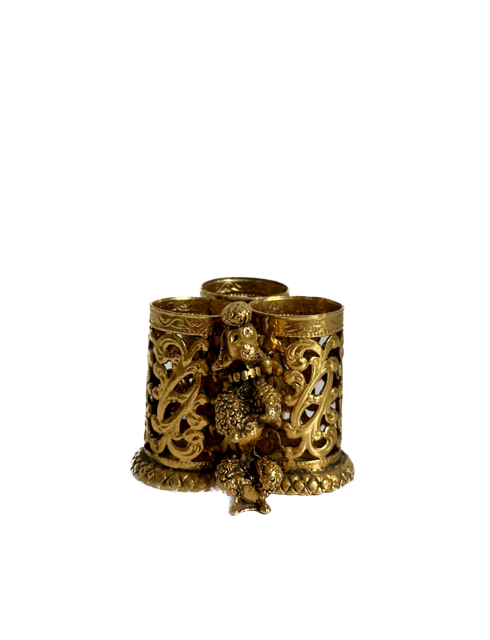 Vintage 24K Gold Plated Poodle Dog Lipstick Holder