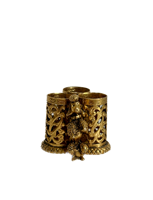 Vintage 24K Gold Plated Poodle Dog Lipstick Holder