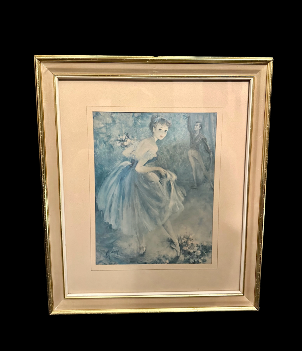 Vintage Large Ballerina Framed Print