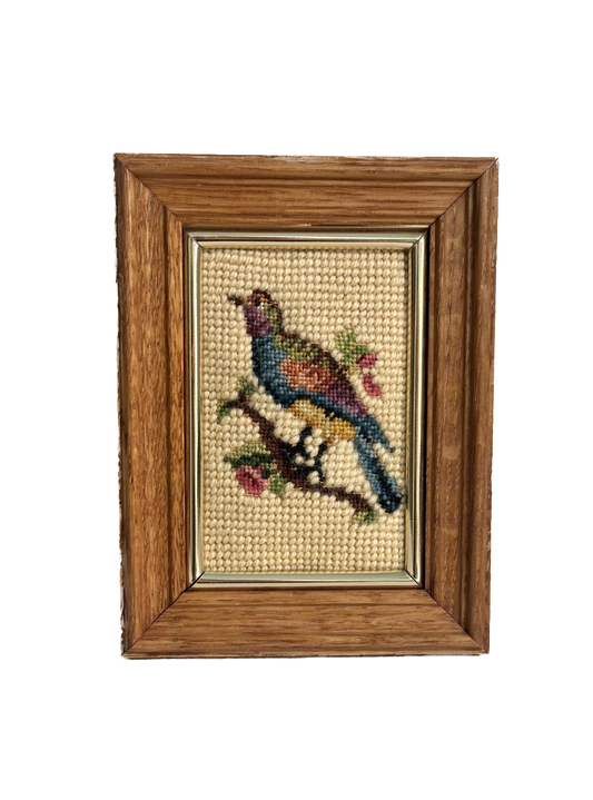 Vintage Bird Framed Needlepoint