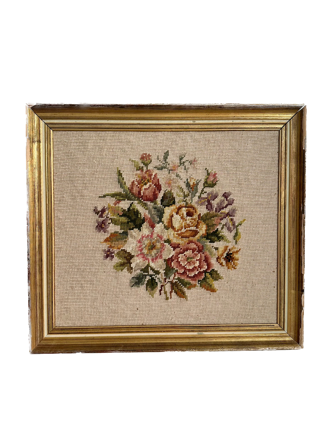 Vintage Floral Framed Needlepoint