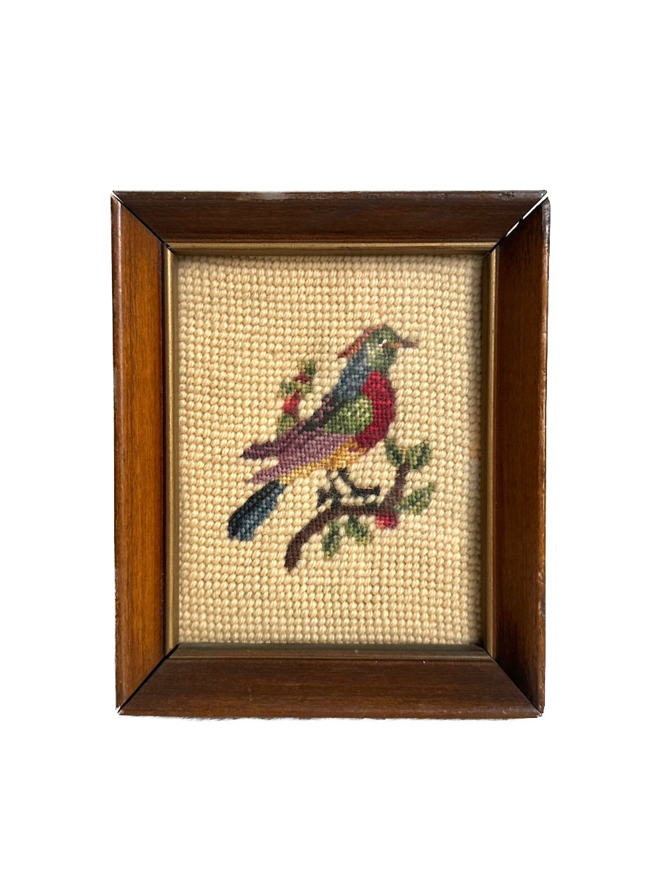 Vintage Bird Framed Needlepoint