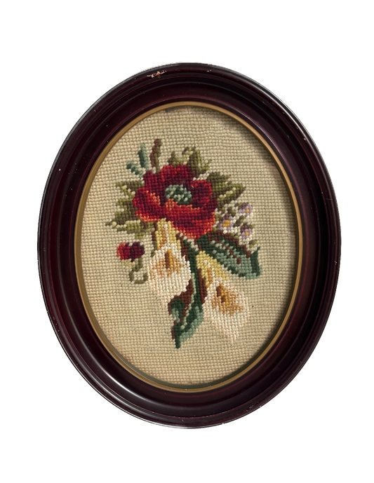 Vintage Floral Framed Needlepoint
