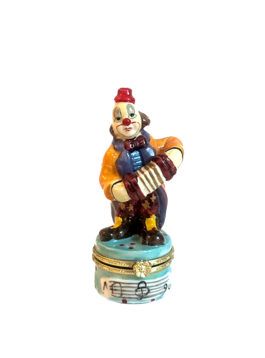 Vintage Clown Playing Accordion Trinket Box