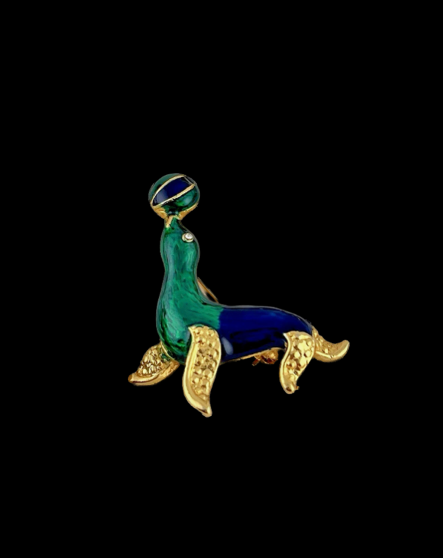 Vintage Circus Sea Lion Enamel Pin