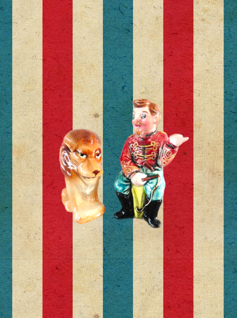 Vintage Circus Lion & Ringmaster Salt & Pepper Shakers