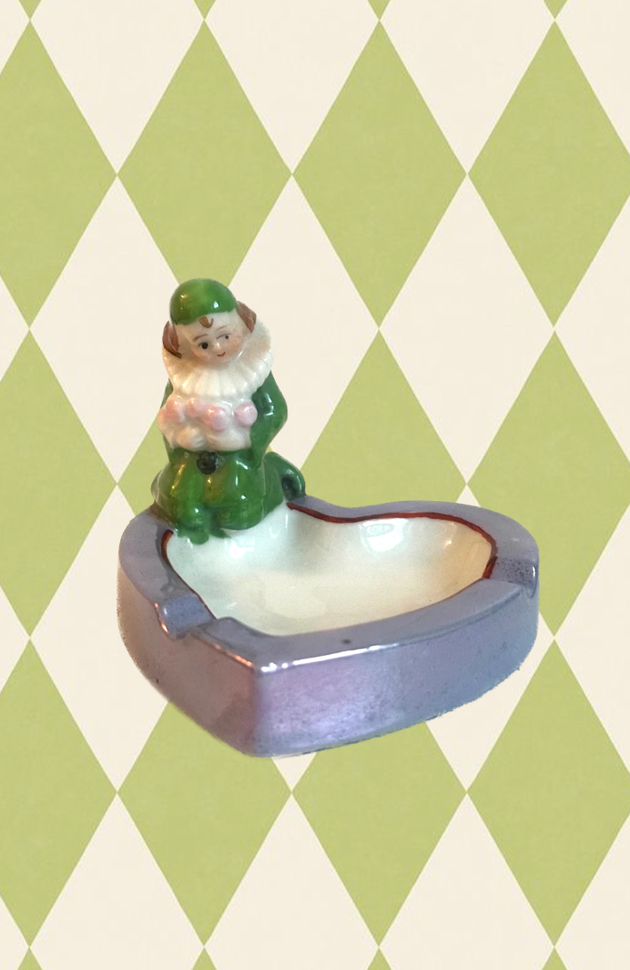 Vintage Pierrot Clown Heart Ashtray