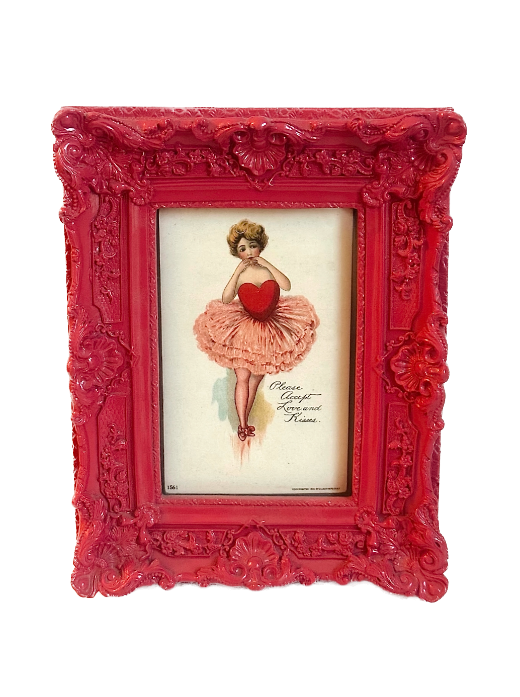 Vintage Ballerina "Please Accept Love and Kisses" Framed Postcard