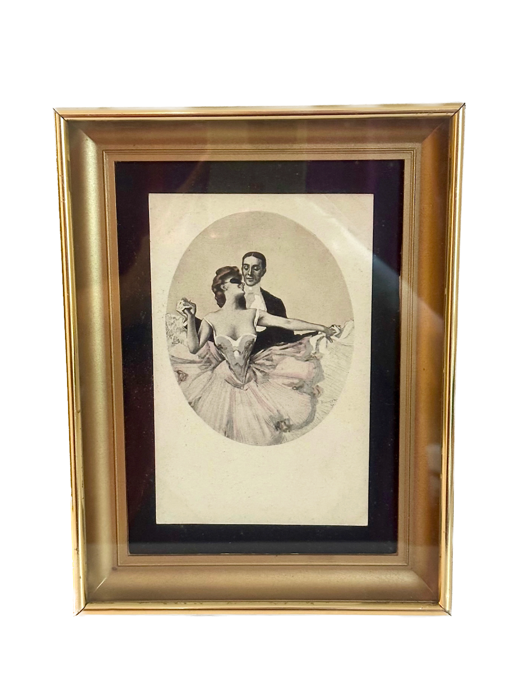 Vintage Masquerade Ball Framed Postcard