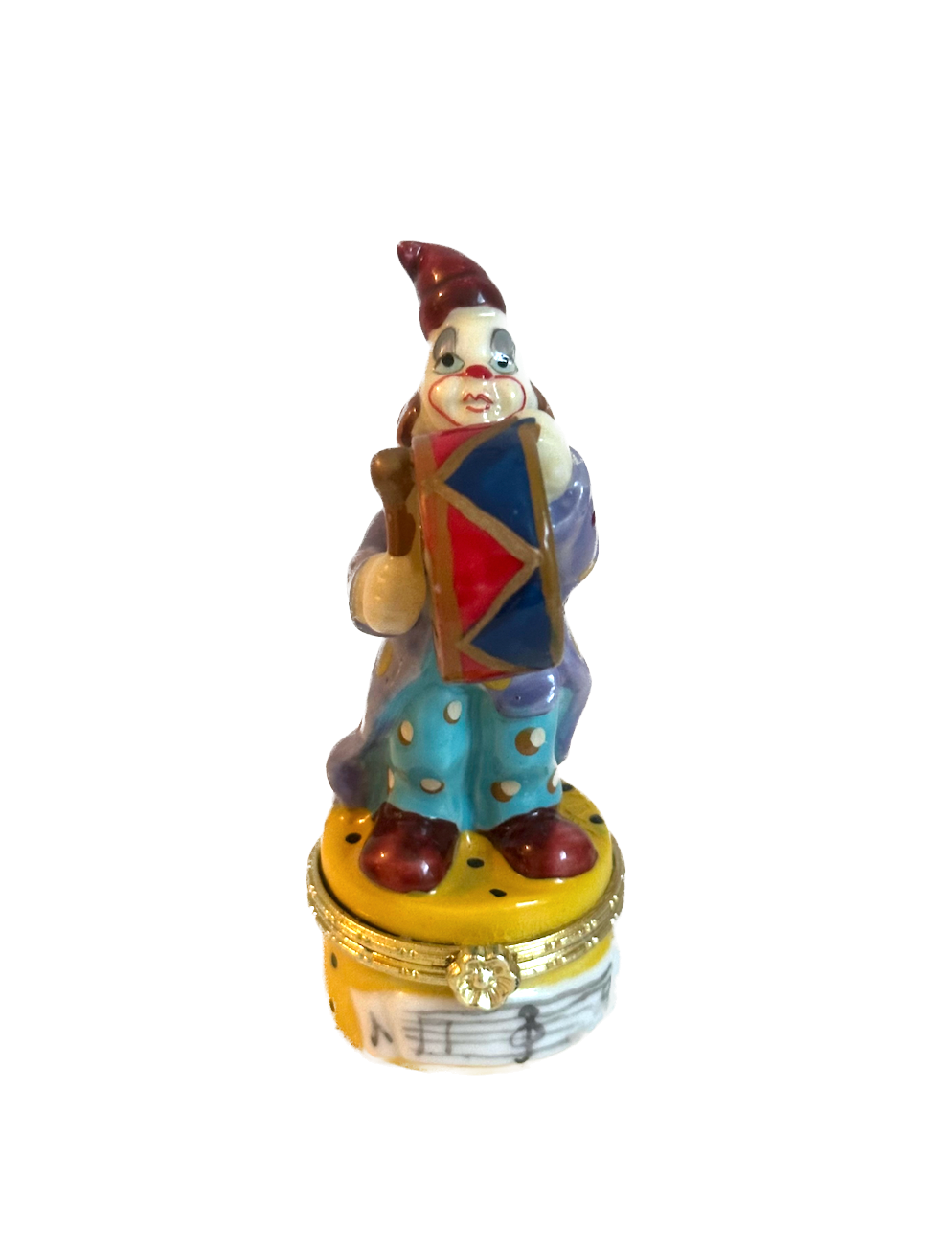 Vintage Clown Playing a Drum Trinket Box