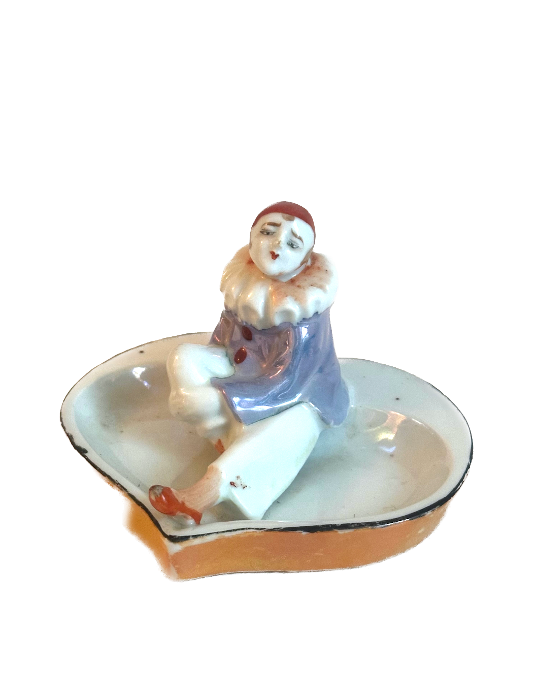 Vintage Pierrot Clown Heart Shaped Ashtray