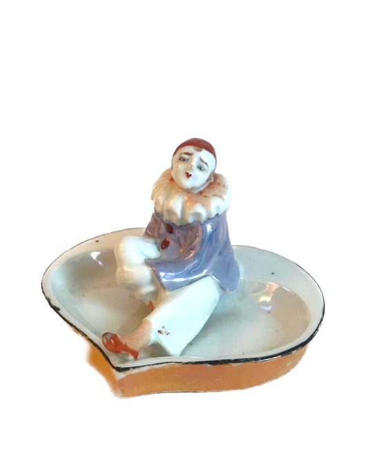 Vintage Pierrot Clown Heart Shaped Ashtray