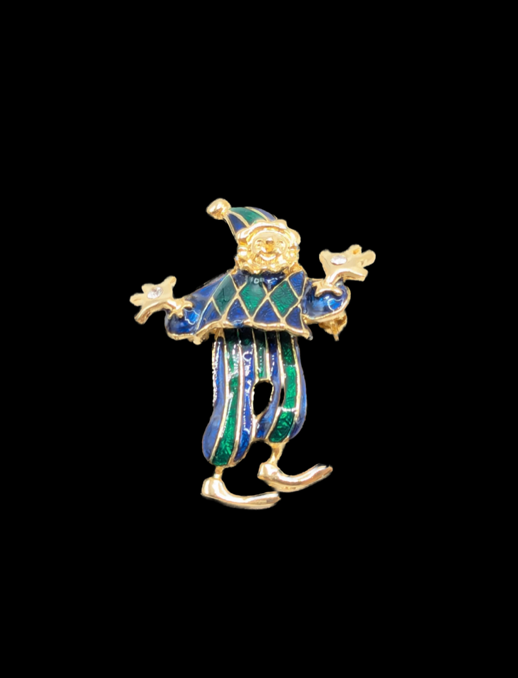 Vintage Enamel Clown Pin