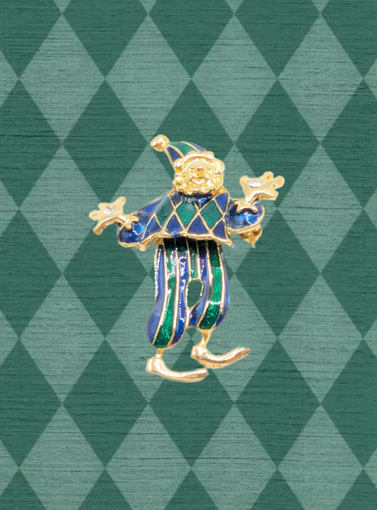 Vintage Enamel Clown Pin