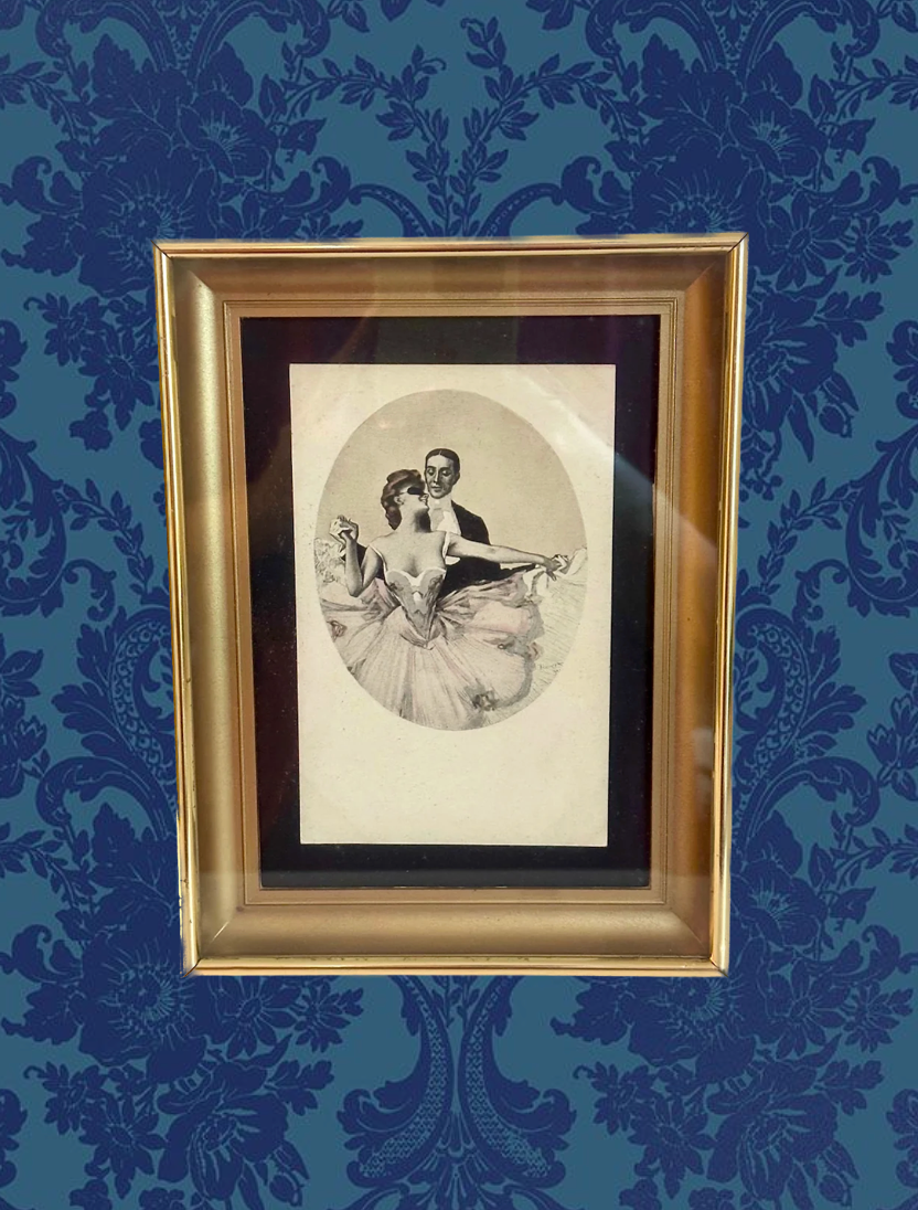 Vintage Masquerade Ball Framed Postcard