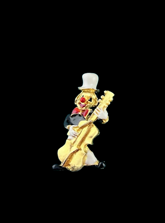 Vintage Clown Playing a Double Bass Pin