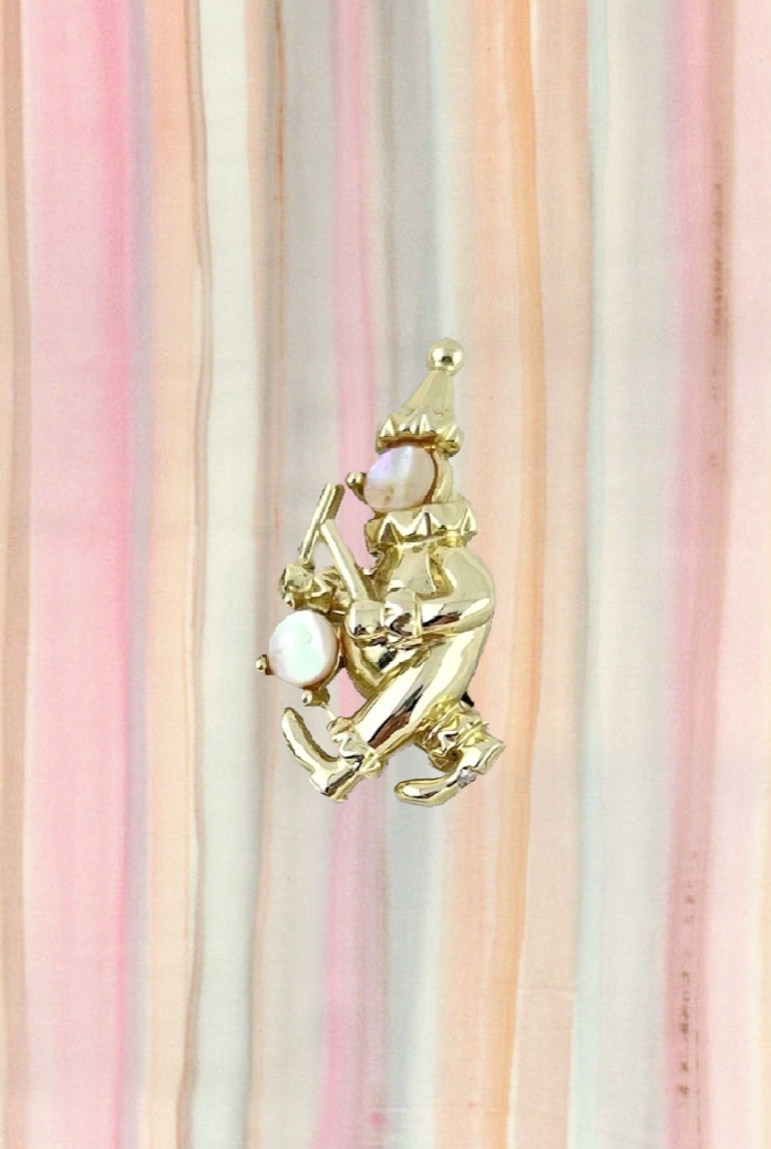Vintage Clown Playing Drum Pin