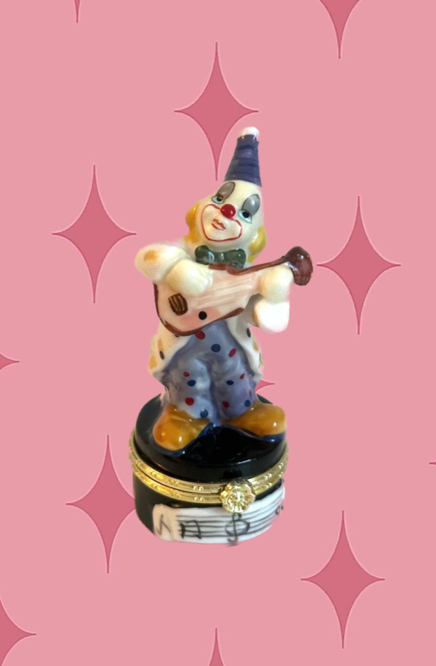 Vintage Clown Playing Guitar Trinket Box