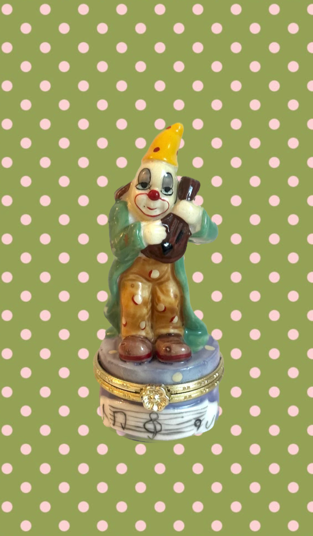 Vintage Clown Playing Violin Trinket Box