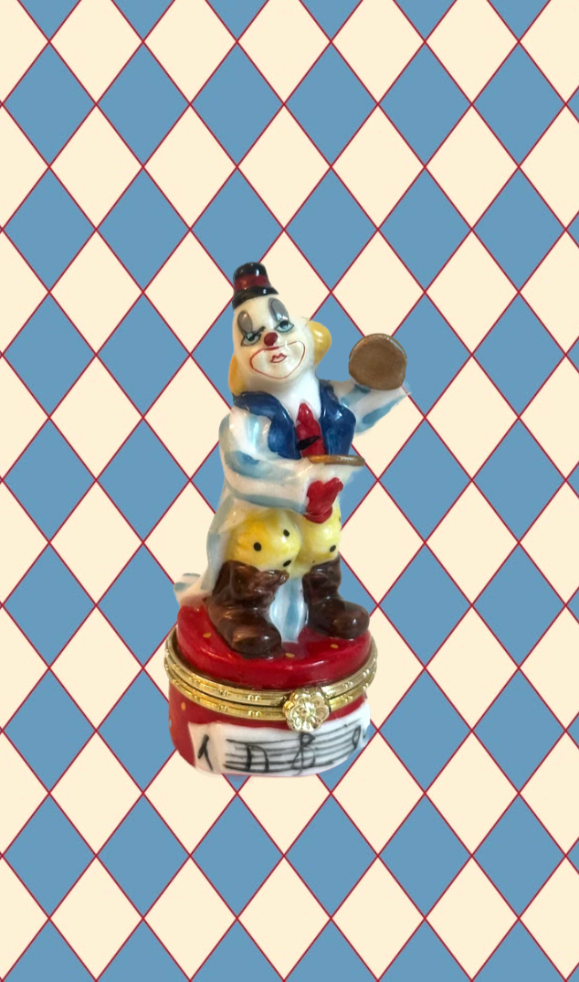 Vintage Clown with Cymbals Trinket Box