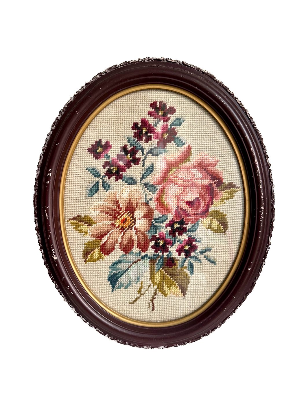 Vintage Floral Framed Needlepoint