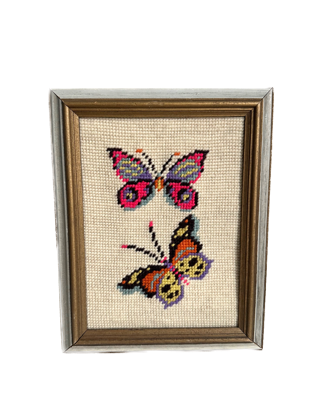Vintage Butterfly Framed Needlepoint