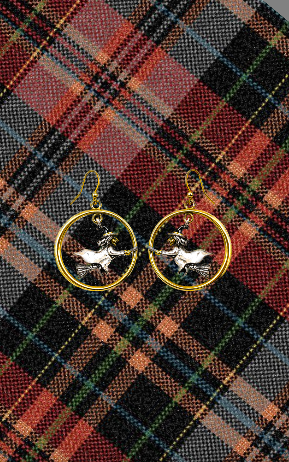 Vintage Halloween Witch Hoop Earrings