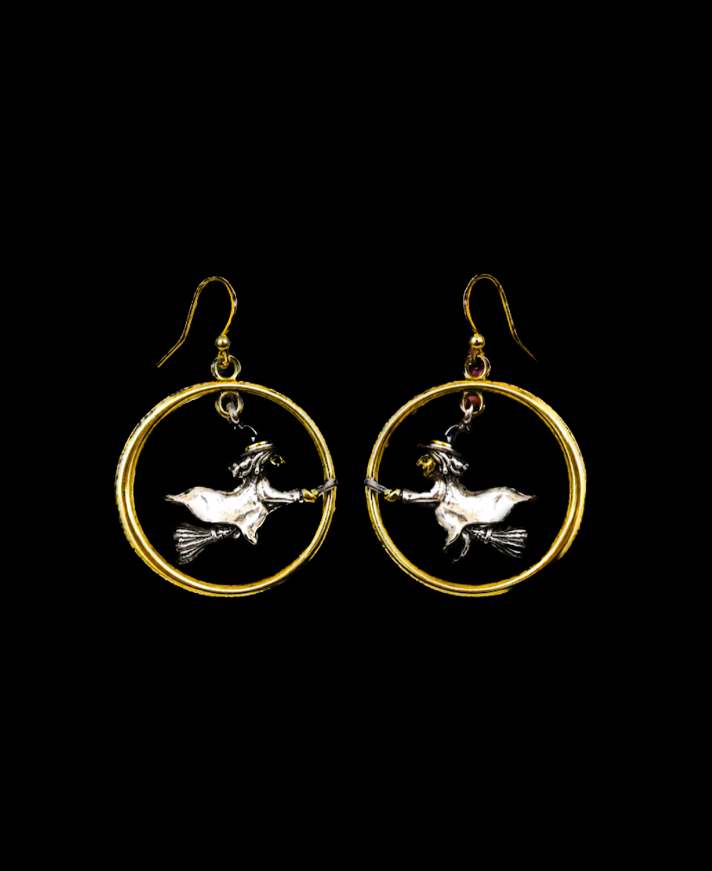 Vintage Halloween Witch Hoop Earrings