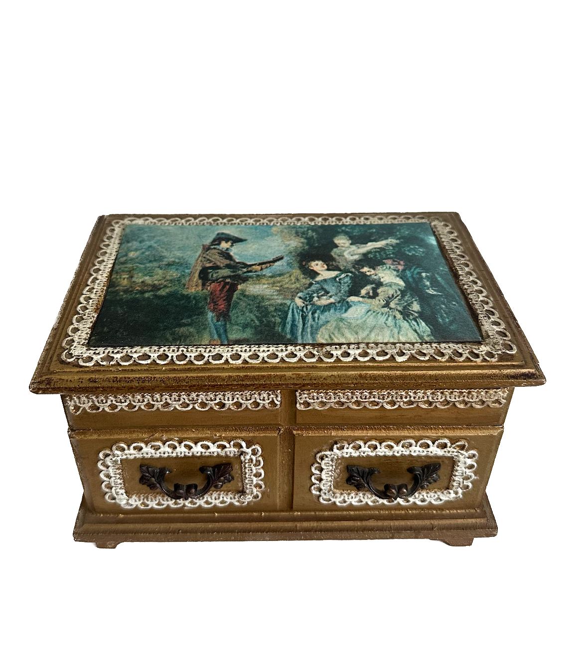 Vintage Small Wood Jewelry Box
