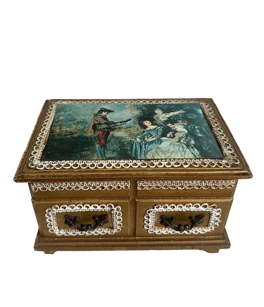 Vintage Small Wood Jewelry Box