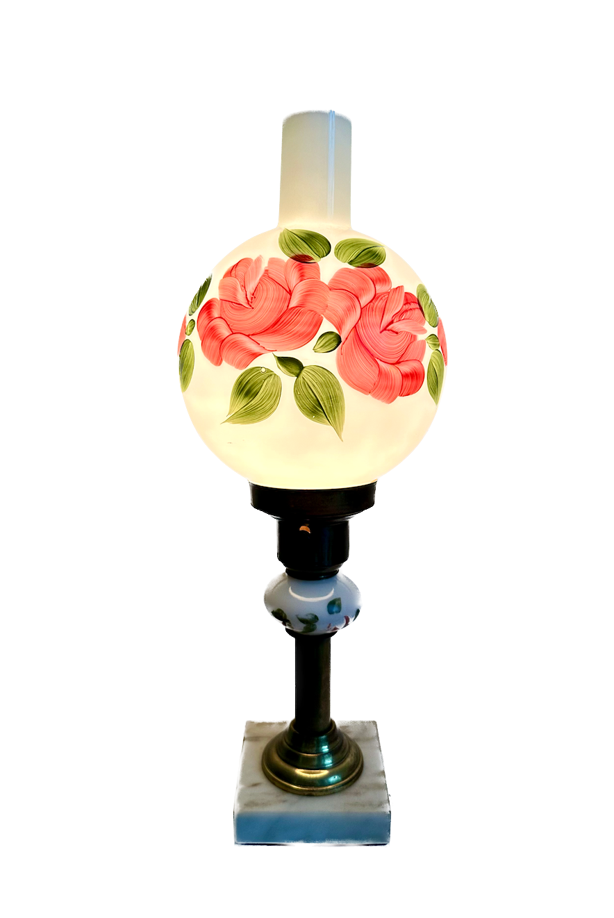 Vintage Floral Hurricane Lamp