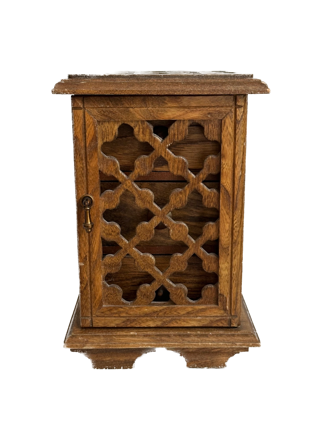 Vintage Mini Wood Jewelry Box with Door