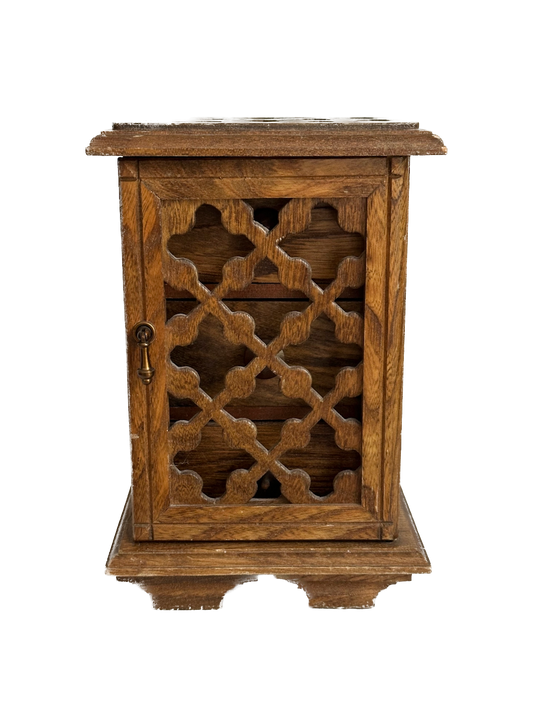 Vintage Mini Wood Jewelry Box with Door