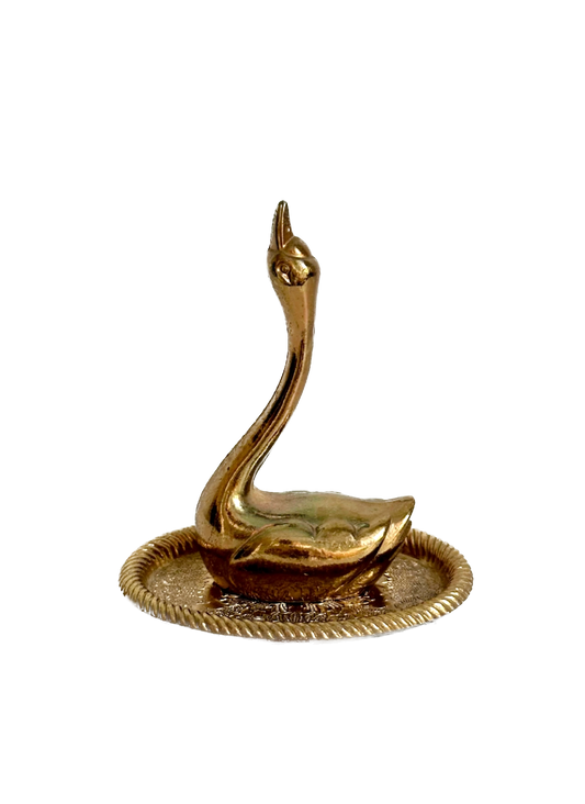 Vintage Brass Swan Ring Holder
