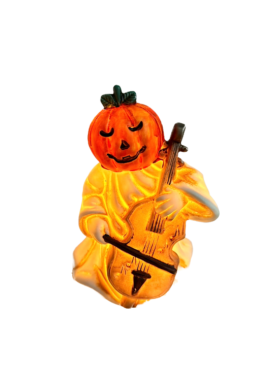 Vintage Pumpkin Playing the Cello Light