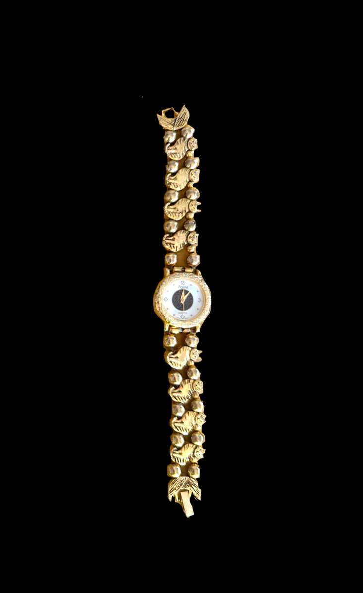 Vintage Gold Tone Cat Link Watch