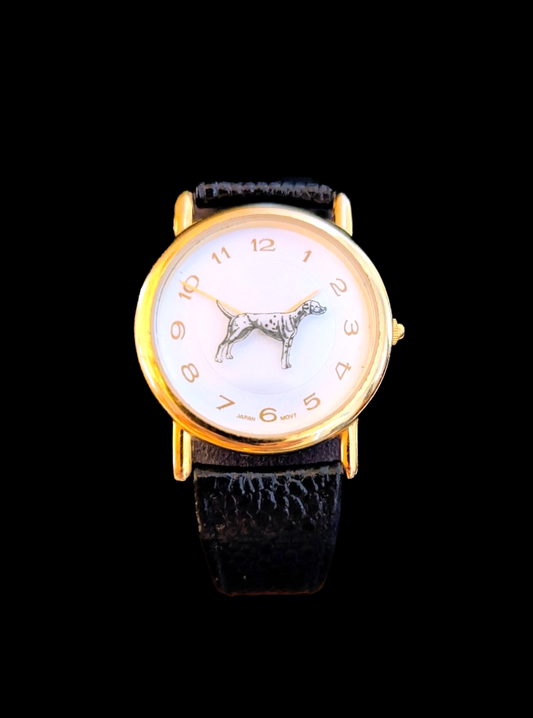 Vintage Gold Tone Rotating Dalmatian Dog Watch