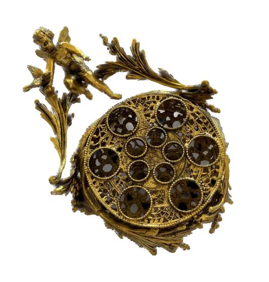 Vintage Fairy with Bird Gold Brass Lipstick Holder