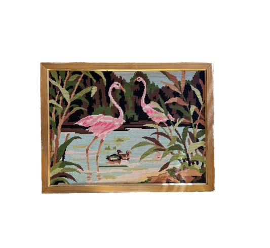 Vintage Flamingo Needlepoint