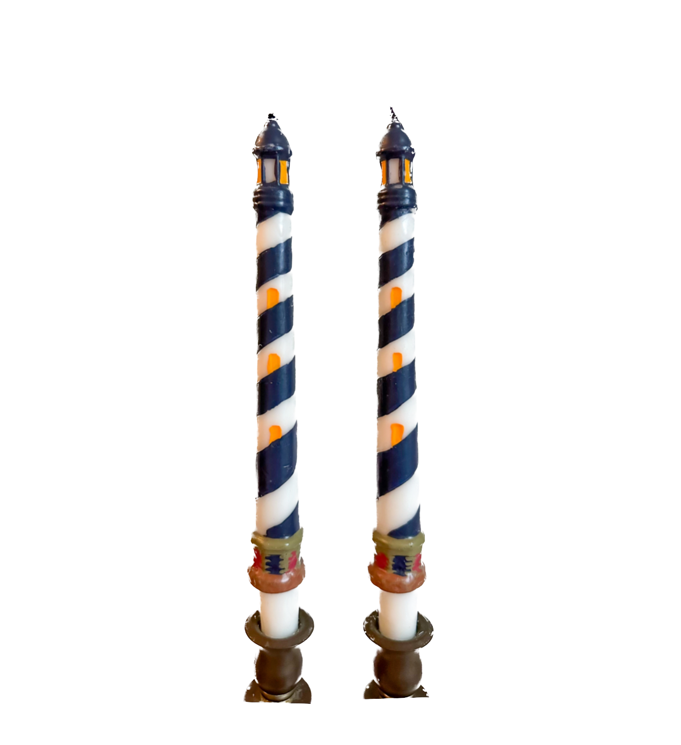 Vintage Navy Blue Lighthouse Taper Candles