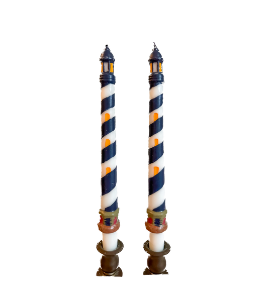Vintage Navy Blue Lighthouse Taper Candles