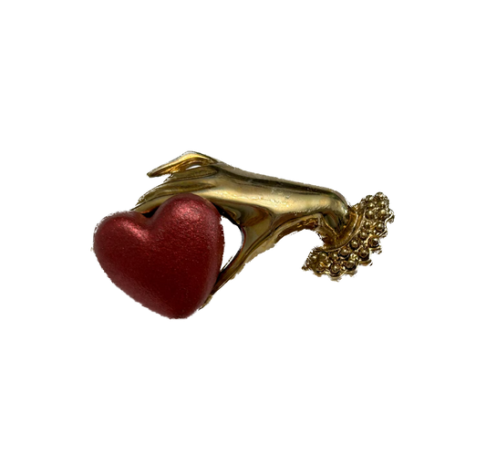 Vintage Hand Holding Heart Pin