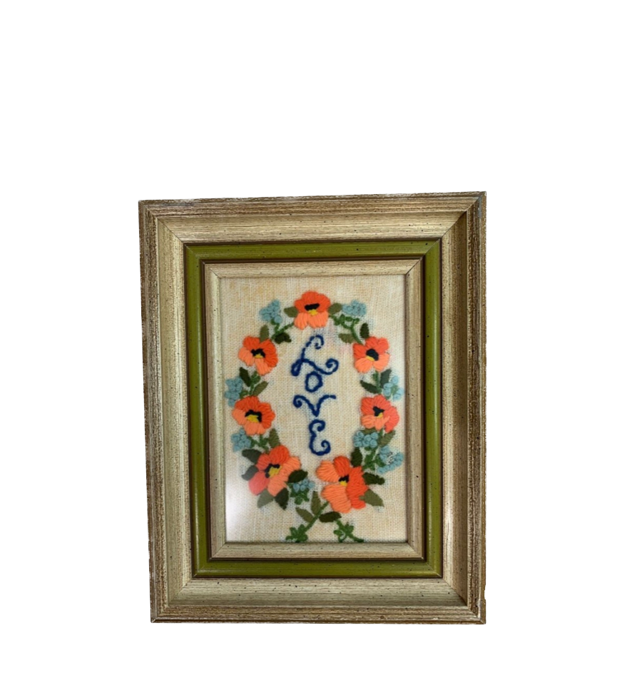 Vintage Love Framed Needlepoint