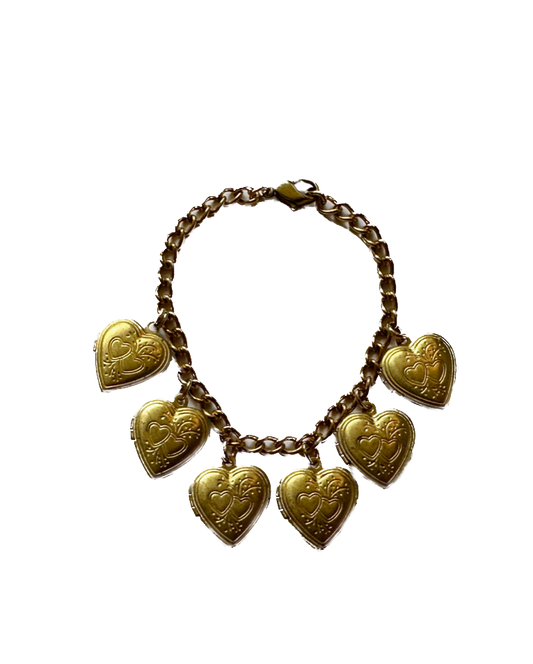 Vintage Heart Locket Charm Bracelet