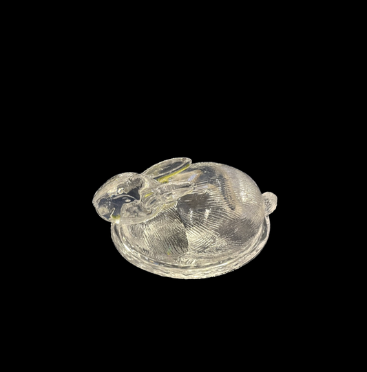 Vintage Clear Glass Bunny Dish