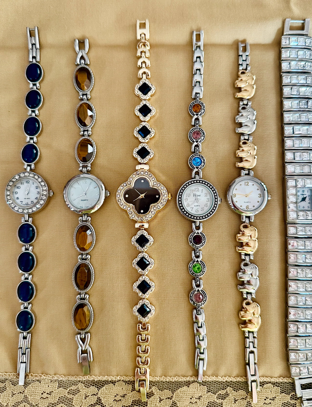 Vintage Two-Tone Gold & Silver Elephant Bracelet Watch