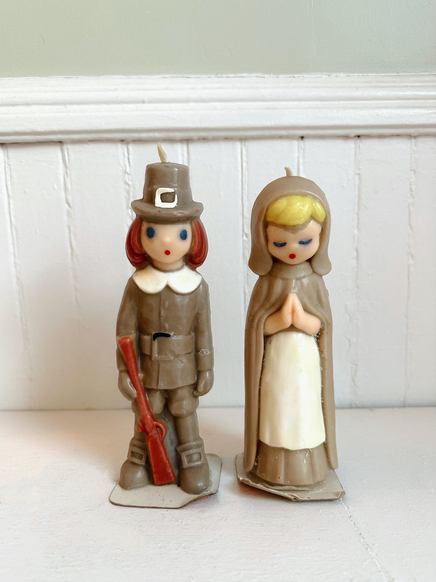 Vintage Gurley Large Thanksgiving Pilgrim Candles