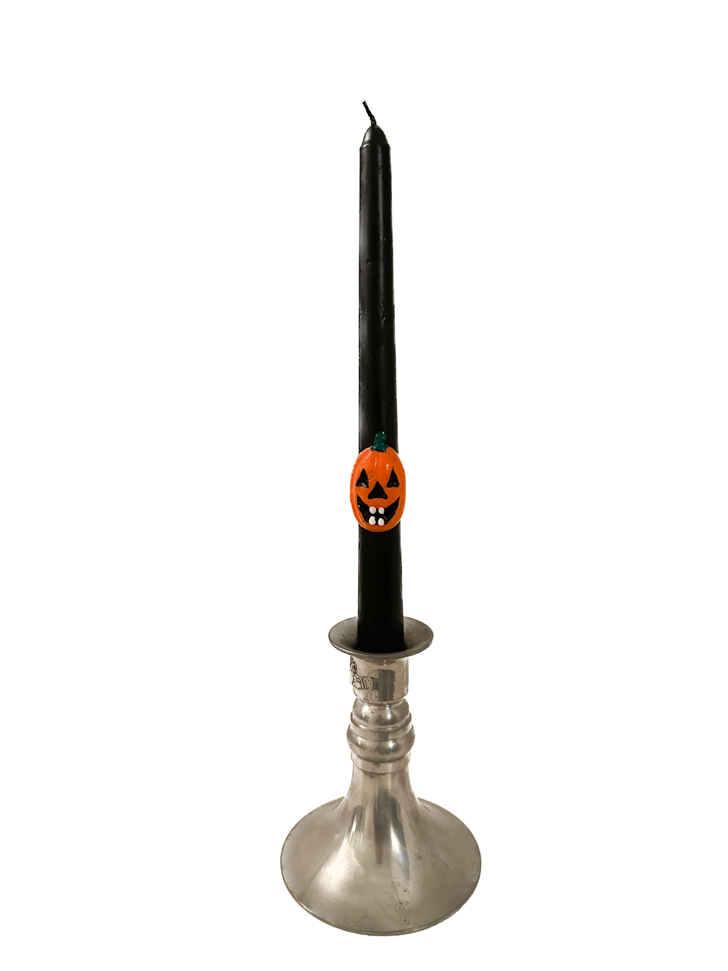 Vintage Black Halloween Jack-O-Lantern Taper Candle